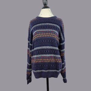 Vintage Nordic Knit Sweater Medium Purple Scandia